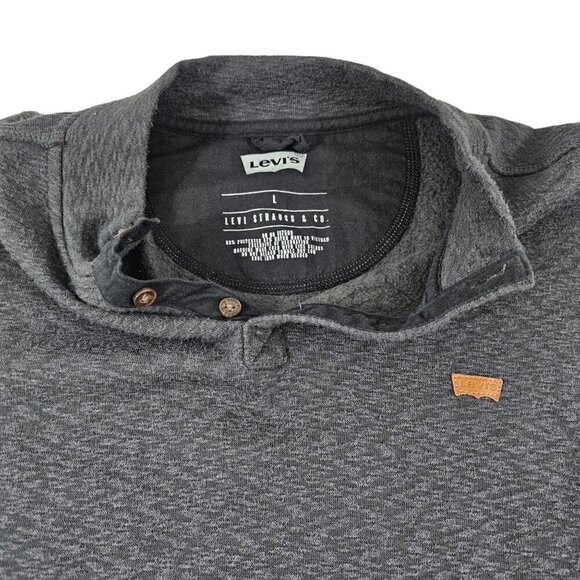 Levi’s Men’s Fleece Lined Henley Pullover Long Sleeve Gray Shirt – Size Large - Picture 5 of 15